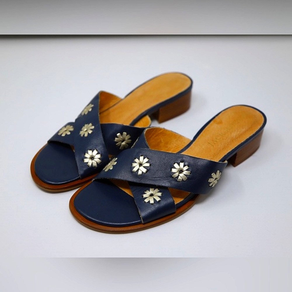 Jack Rogers Navy and Silver Sandals